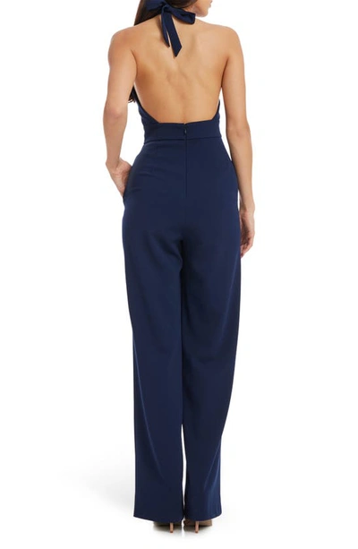 Shop Dress The Population Miller Halter Jumpsuit In Navy