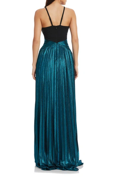 Shop Dress The Population Tuuli Halter Gown In Deep Teal