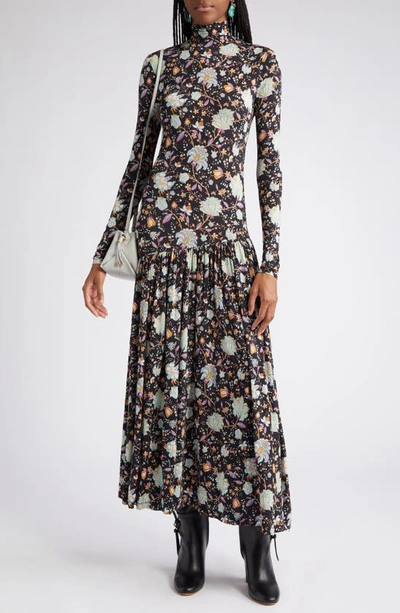 Shop Ulla Johnson Fernanda Floral Long Sleeve Knit Dress In Black Maple