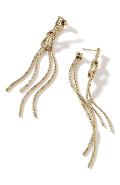Shop John Hardy Love Knot Drop Earrings In Gold