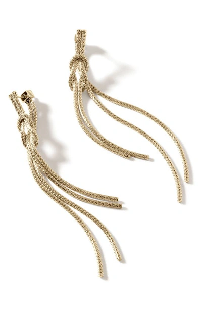 Shop John Hardy Love Knot Drop Earrings In Gold