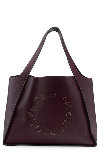 Shop Stella Mccartney Studded Logo Faux Leather Tote In 6002 Plum