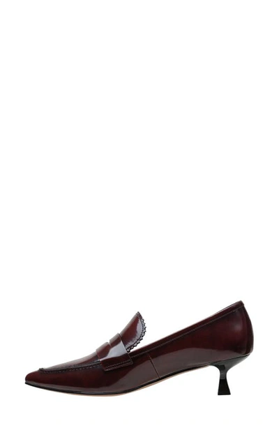 Shop Linea Paolo Calisto Kitten Heel Loafer Pump In Black-burgundy