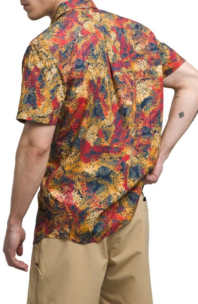 Shop The North Face Baytrail Print Short Sleeve Shirt In Summit Gold Fossil Fern Print