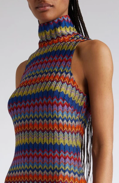 Shop Ramy Brook Madilyn Zigzag Stripe Sleeveless Sweater Dress In Multi Combo Chevron Rib