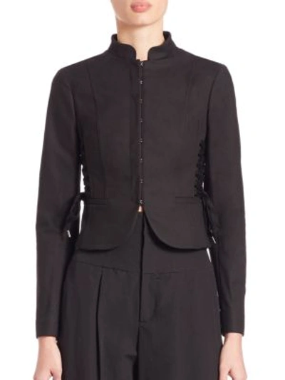 Red Valentino Cropped Jacket W/lace-up Sides, Black