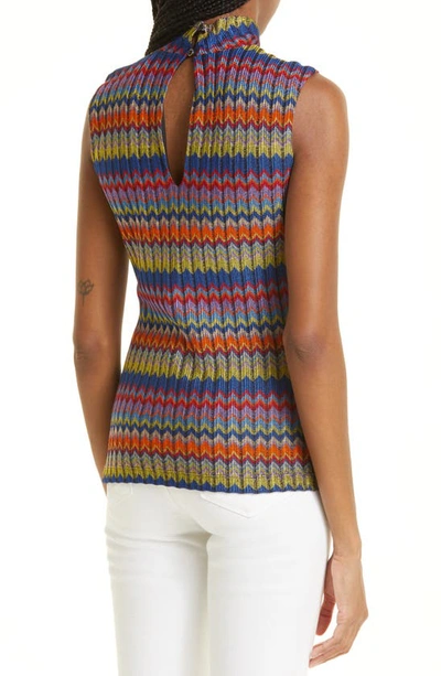 Shop Ramy Brook Madison Sleeveless Mock Neck Rib Top In Multi Combo Chevron Rib