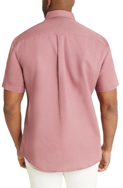 Johnny Bigg Fresno Short Sleeve Linen & Cotton Button-down Shirt In Mulberry