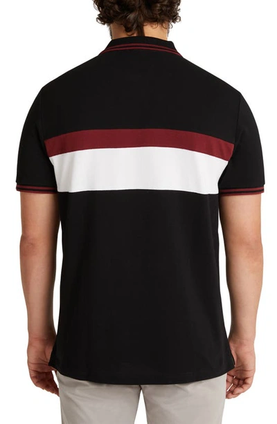 Shop Johnny Bigg Kendall Splice Piqué Zip Polo In Black/ Merlot