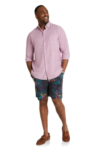 Shop Johnny Bigg Serge Mélange Linen & Cotton Button-down Shirt In Lilac