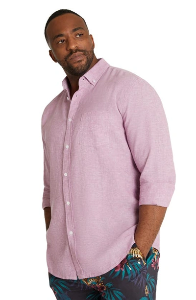 Shop Johnny Bigg Serge Mélange Linen & Cotton Button-down Shirt In Lilac
