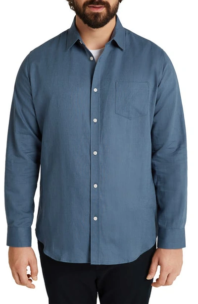 Shop Johnny Bigg Anders Linen & Cotton Button-up Shirt In Pacific