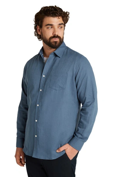 Shop Johnny Bigg Anders Linen & Cotton Button-up Shirt In Pacific