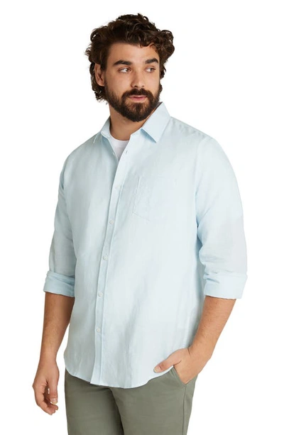 Shop Johnny Bigg Anders Linen & Cotton Button-up Shirt In Ice Blue