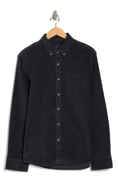Shop 14th & Union Solid Long Sleeve Cotton Button-down Shirt In Navy India Ink