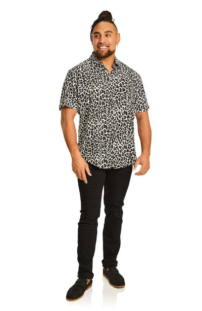Johnny Bigg Chance Regular Fit Animal Print Short Sleeve Button-up Shirt In White