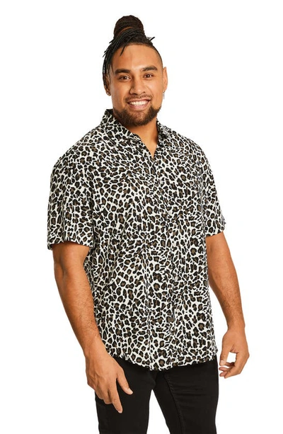 Johnny Bigg Chance Regular Fit Animal Print Short Sleeve Button-up Shirt In White