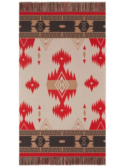 Shop Alanui Icon Jacquard Blanket In Red