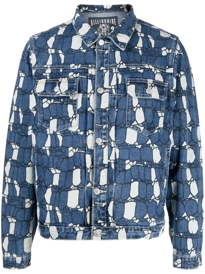 Shop Billionaire Boys Club Camouflage Print Denim Jacket In Blue