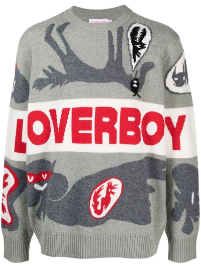 Shop Charles Jeffrey Loverboy Logo Wool Blend Sweater In Grey
