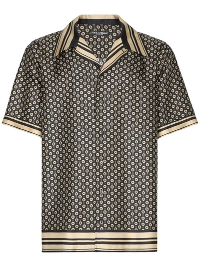 Shop Dolce & Gabbana Silk Short Sleeve Shirt In Black