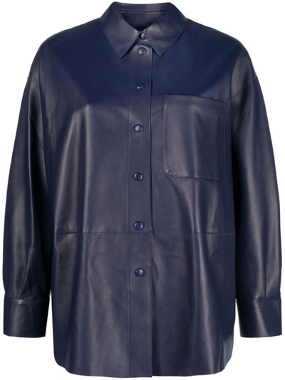 Shop Emporio Armani Ea7  Leather Shirt In Blue