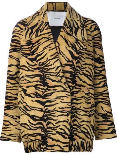 Adam Lippes Tiger Jacquard Double Breasted Coat