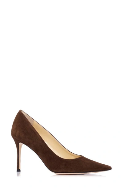 Shop Marion Parke Classic Pointed Toe Pump In Chocolate