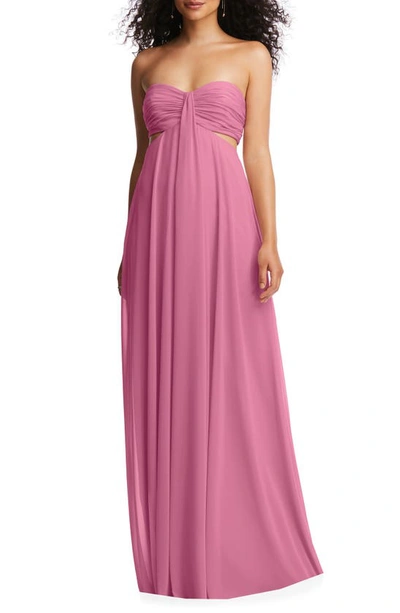 Shop Dessy Collection Strapless Empire Waist Chiffon Gown In Orchid Pink