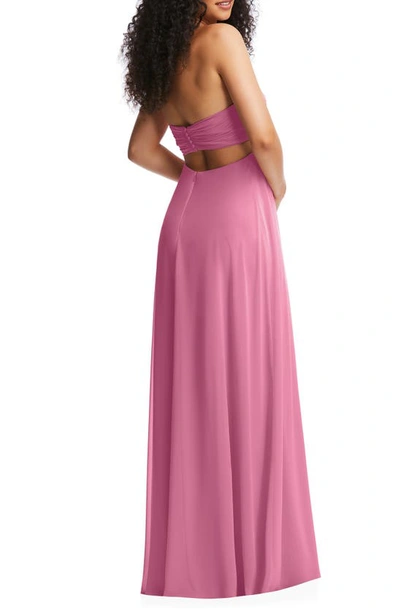 Shop Dessy Collection Strapless Empire Waist Chiffon Gown In Orchid Pink