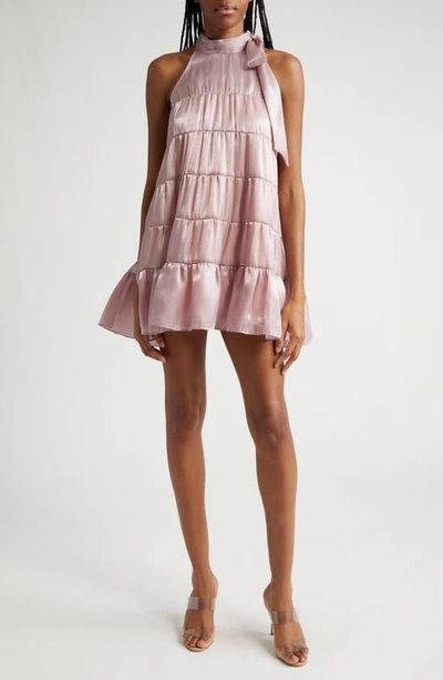 Likely Gianni Mock Neck Tiered Trapeze Dress In Misty Lilac