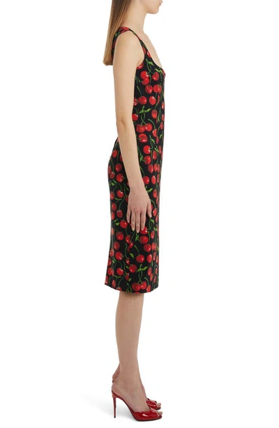 Shop Dolce & Gabbana Cherry Print Dress In Black Print