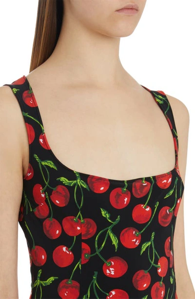 Shop Dolce & Gabbana Cherry Print Dress In Black Print