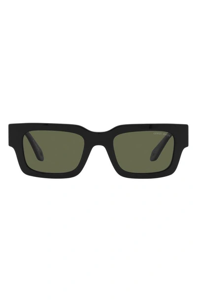 Shop Armani Exchange 52mm Rectangular Sunglasses In Black