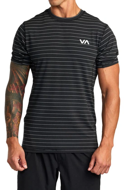 Shop Rvca Sport Vent Stripe Performance Graphic T-shirt In Black
