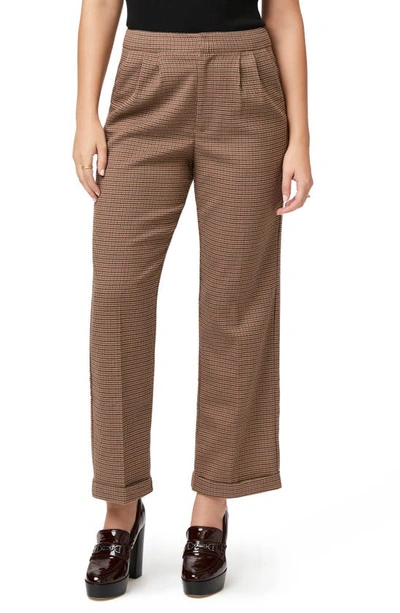 Shop Paige Jia Mini Houndstooth Ankle Pants In Rosewood