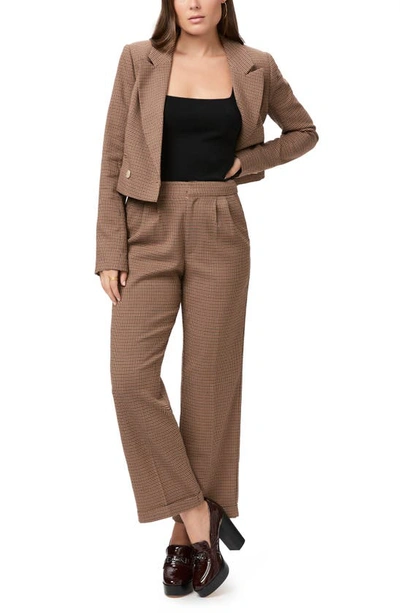 Shop Paige Jia Mini Houndstooth Ankle Pants In Rosewood