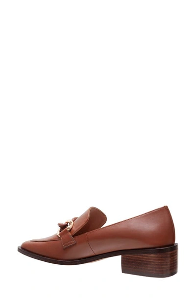 Linea Paolo Chrystie Chain Block Heel Loafer In Cognac