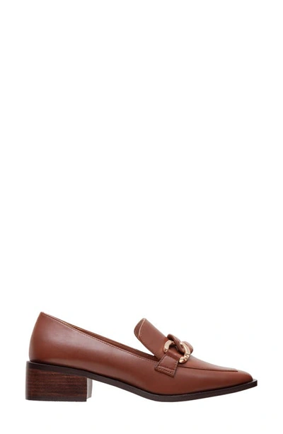 Shop Linea Paolo Chrystie Chain Block Heel Loafer In Cognac