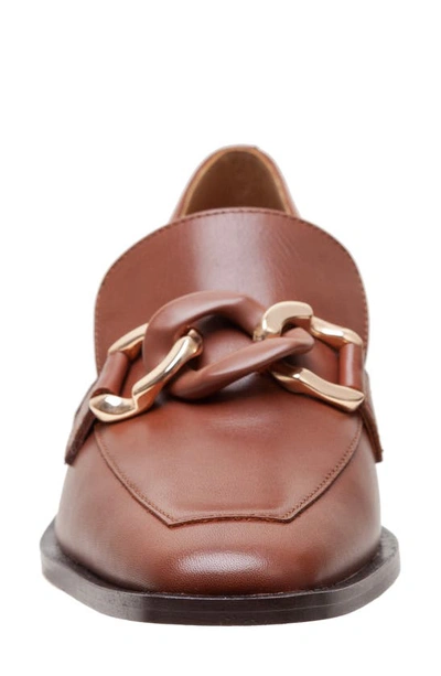 Linea Paolo Chrystie Chain Block Heel Loafer In Cognac