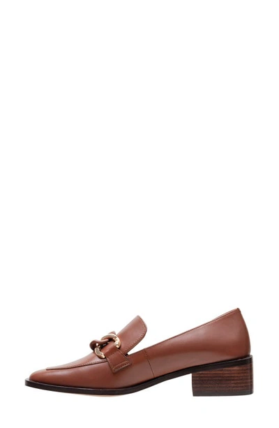 Shop Linea Paolo Chrystie Chain Block Heel Loafer In Cognac