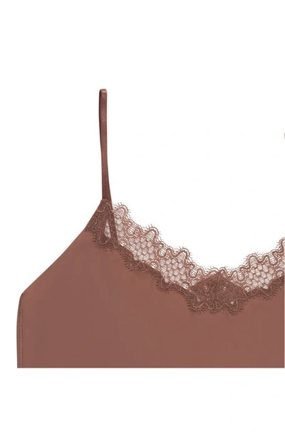 Uwila Warrior Happy Seamless Lace Trim Camisole In Chocolate