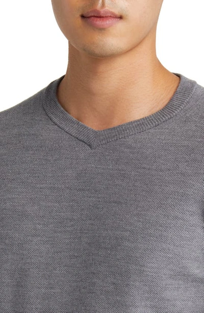 Shop Peter Millar Dover High V-neck Wool Sweater In Gale Grey
