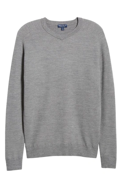 Shop Peter Millar Dover High V-neck Wool Sweater In Gale Grey