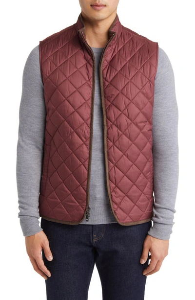 Shop Peter Millar Essex Water Resistant Quilted Travel Vest In Cranberry