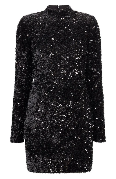 Shop Likely Lisanna Sequin Cutout Long Sleeve Minidress In Black