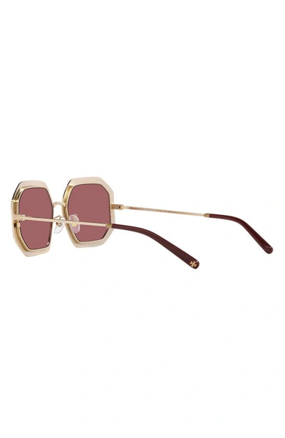 Shop Tory Burch 52mm Irregular Sunglasses In Light Gold
