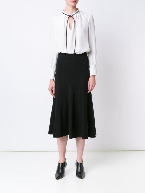 Derek Lam Long-sleeve Tieneck Silk Blouse In White ,black | ModeSens