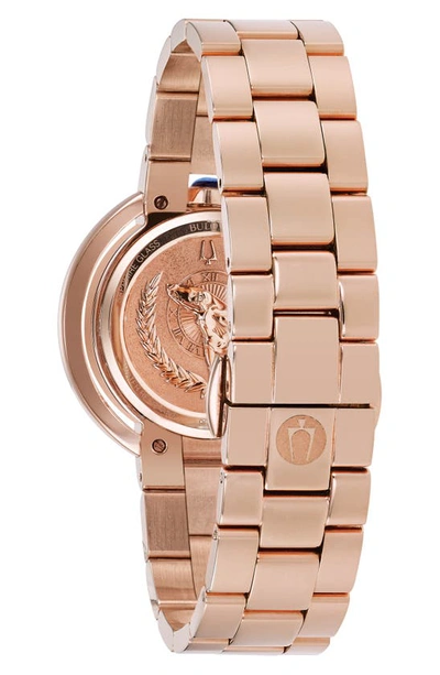 Bulova Women's Rubaiyat Diamond (1/4 Ct. T.w.) Rose Gold-tone Stainless Steel Bracelet Watch 35mm In Rose Goldone