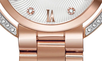 Bulova Women's Rubaiyat Diamond (1/4 Ct. T.w.) Rose Gold-tone Stainless Steel Bracelet Watch 35mm In Rose Goldone